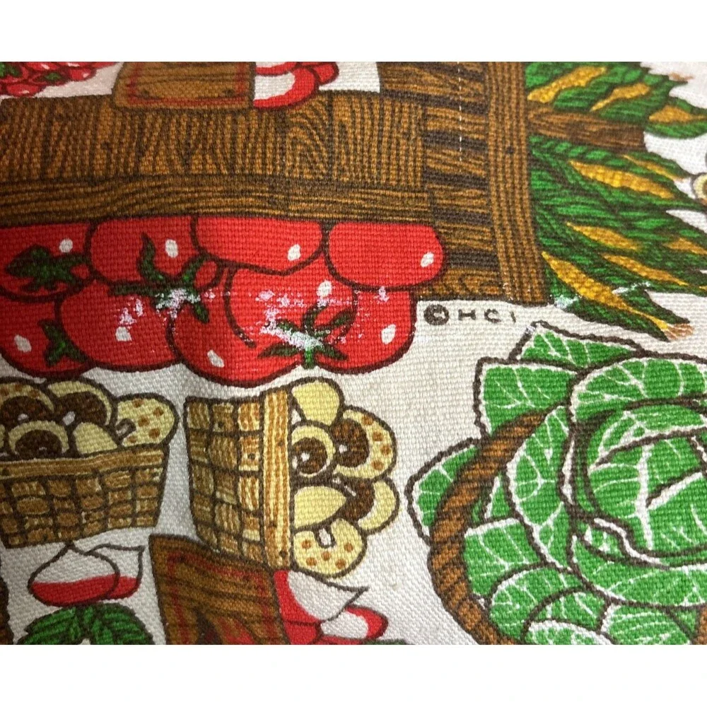 Vtg Homecare Kitchen Mates Bib Apron Vegetable Basket Tomato Mushroom Cabbage